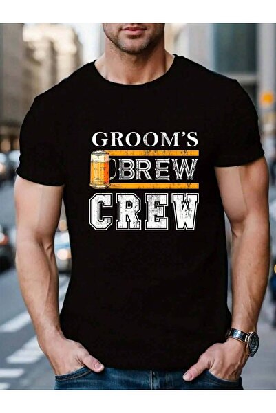 799 100% Cotton Groom's Brew Funny Groomsmen Beer Team Bachelor Party Men's B...