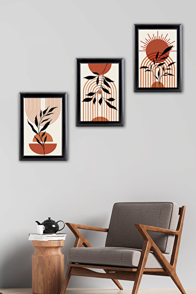 Tilki Dünyası 3-Piece A4 Black Frame Set Bohemian - Decorative Black Aluminum...