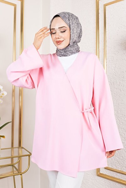 Foremia Side Tie Atlas Tunic-Pink