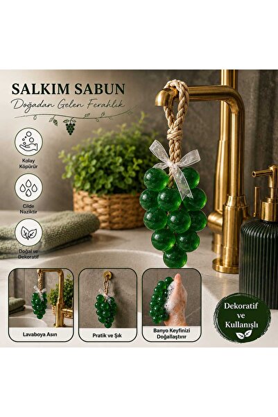 EVİNİZİNRİTMİ Salkım Sabun Üzüm Şekilli Dekoratif El ve Banyo Sabunu İpli Ası...