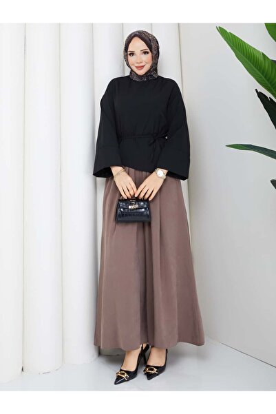 ELAY Fashion بلوزة نسائية بقصة غير متماثلة وربطة خصر