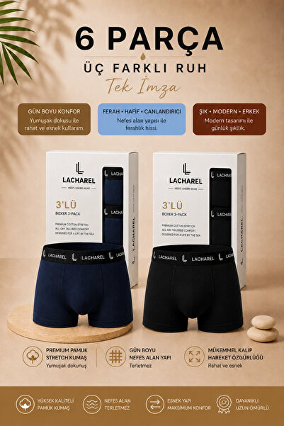 ERTAŞ TREND STORE Men's Lycra Cotton Breathable Combed Cotton 6-Piece Boxers ...