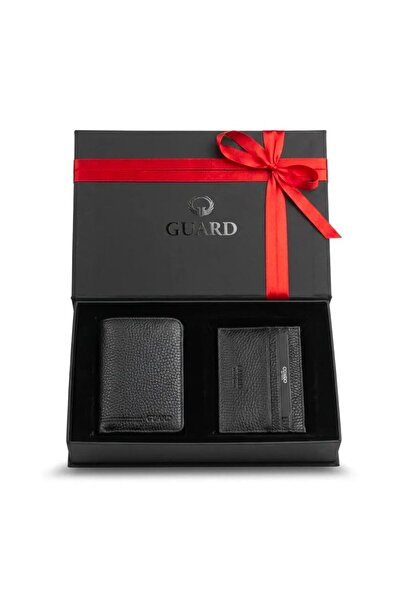 Çıkrık Guard Genuine Leather Men's Wallet & Card Holder Set – Black Premium S...