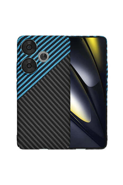 Techsuit Husă pentru Xiaomi POCO F6, Carcasă din fibră de carbon, albastru - ...