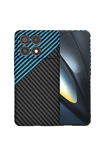 Techsuit Калъф за Xiaomi POCO F6 Pro, Карбонов корпус, син - син