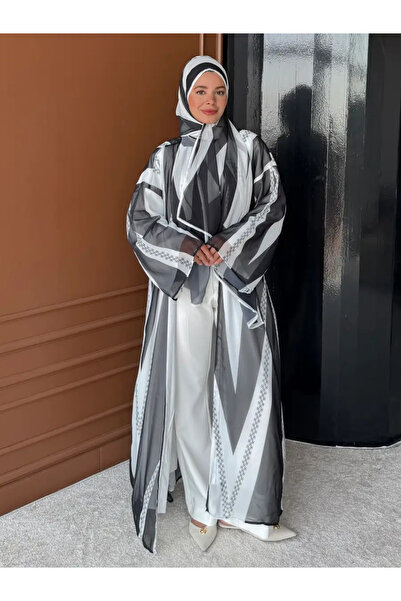 Generic Brand Sahra Lâl Shawl + Chiffon Patterned Abaya Set |   Hijab Women's...