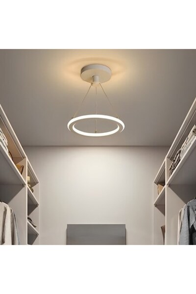 Laleluli Candelabru LED circular alb, suspendat, lumină albă, D = 20 cm, 24W,...