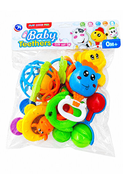 Baby Planet Baby Animal Shape Colorful Teether and Rattle Set (+0 Months) - T...