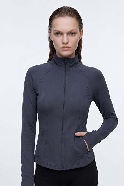 HAKKE CARDIGAN tricotat cu guler înalt și fermoar