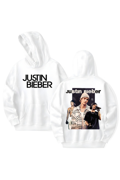 STİL-X Justin Bieber Printed Cotton Long Sleeve Hooded Sweatshirt with 3 Yarns