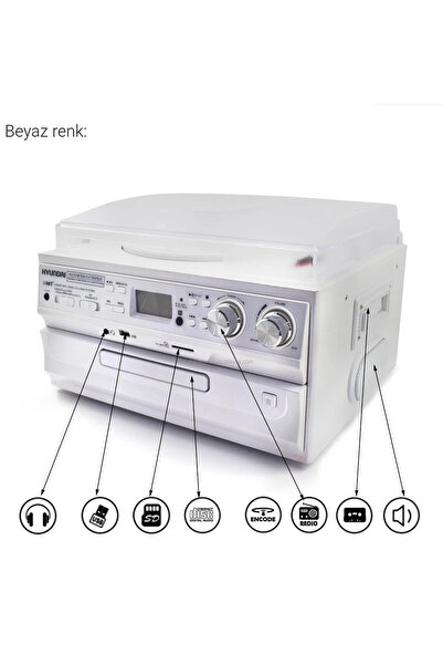 Genel Markalar Bluetooth CD USB MP3 radyo müzik seti beyaz renk 2 yıl garantili plak çalar hoparlör