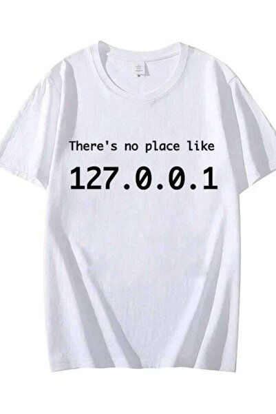 9JY تي شيرت IP Graphic There's No Place Like 127.0.0.1، تي شيرت مضحك للمبرمجي...