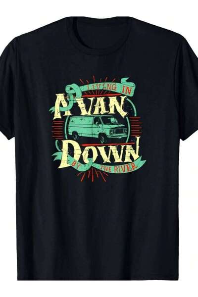 LİNA06 قميص Living In A Down By The River - تي شيرت Van Life
