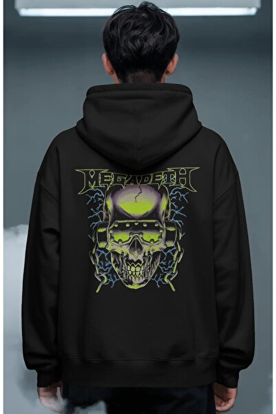 SEVBANO Hanorac premium oversize unisex cu imprimeu pe spate Megadeth Rock Me...
