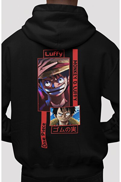 SEVBANO هودي قطني ممشط كبير الحجم للجنسين مطبوع عليه One Piece Monkey D. Luff...
