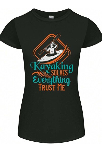 NOURAM Kayaking Solves Everything Funny Kayak Womens Petite Cut T-Shirt