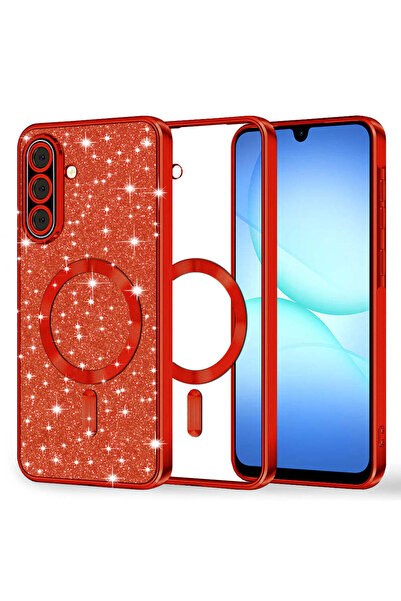 Techsuit Husă pentru Samsung Galaxy A17 5G, Lux Glitter MagSafe, argintiu - roșu