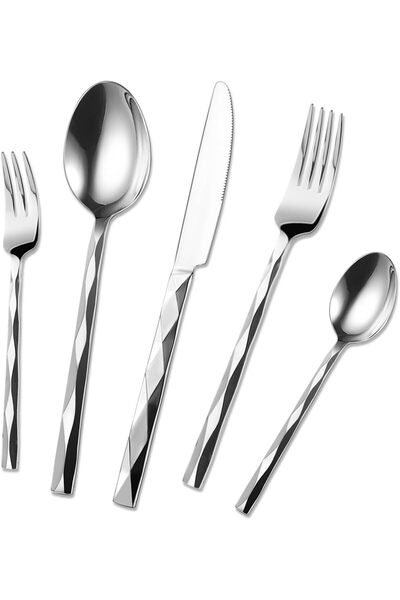 Arabest 20-Piece Flatware Set,Premium 18/10 Stainless Steel Silverware,Diamon...