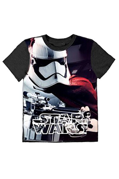 Star Wars Tricou negru 6-12 ani cu mânecă scurtă, 100% bumbac