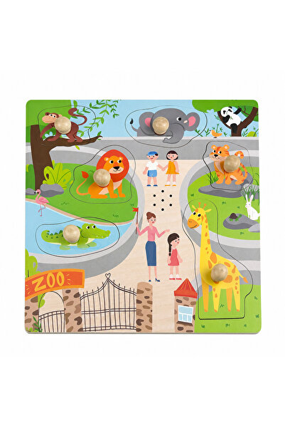 Sunman Puzzle din lemn cu sunete si lumini, Animale, 6 piese