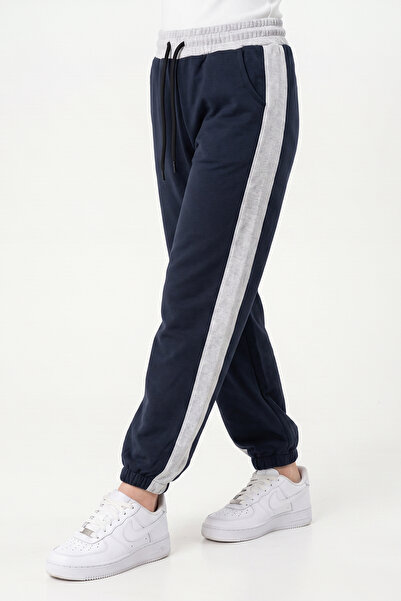 YA KO KİDS Girl's Striped Detailed Waist-Tie Elastic Cuffed Sweatpants