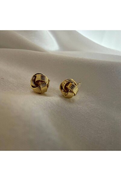 Yonida Jewelry 14k Gold Renk Kaplama İtalyan Hasır Düğüm Glory Küpe