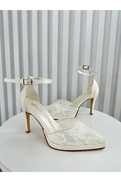 Almera's Shoes حذاء ملون بمنصة 9 سم مزين بالدانتيل الشبكي