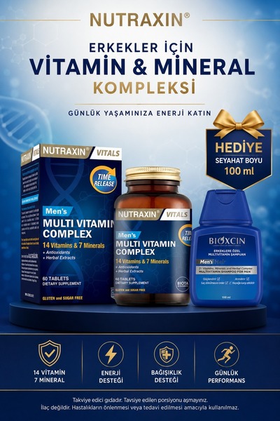 Nutraxin Multivitamin Complex Men's 60 Tablet - Mens Hair Multivitamin Şampua...