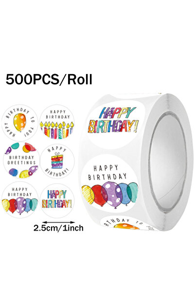 Choice 500pcs 500Pcs Cute Happy Birthday Stickers 1 Inch 2.5cm Kids Birthday ...