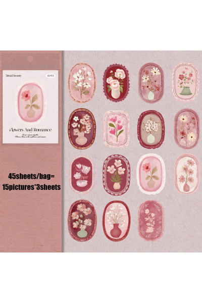 choice2 S30138-3 Mr. Paper 45 قطعة مجموعة ملصقات زهور هادئة - مجموعة بتصميم ز...