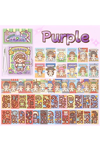 Choice Purple 1 Mini Dress-Up Sticker Book, Small Bean-Sized Notebook, Easy t...