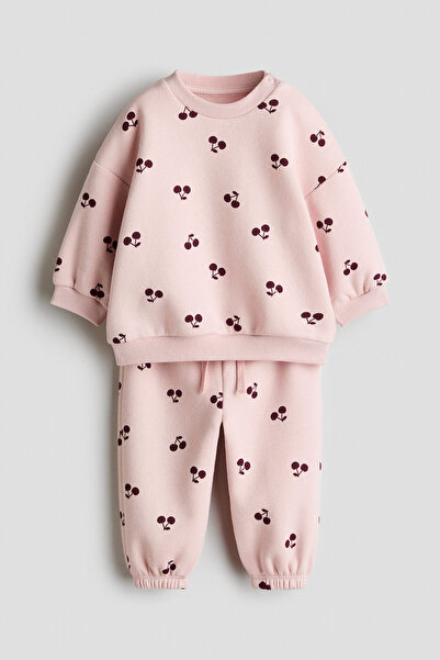 H&M 2 Parçalı Baskılı Sweatshirt Set
