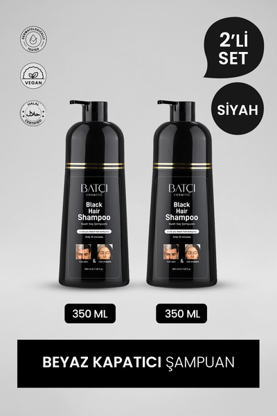 Batçı Saç Siyahlaştıran Anında Etkili Beyaz Kapatıcı Şampuan 350 Ml x 2 Adet ...