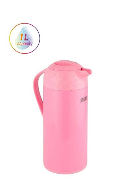 DELCASA 1000ml Vacuum Flask, Asbestos-Free Glass Inner Pink color Portable wi...