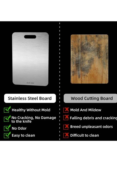 1213229 Golden Apple Market Heavy Duty 304 Stainless Steel Cutting Board for Kitchen Double-Sided Non-Slip Chopping Board for Meat Vegetables Fruit and Cheese Easy to Clean Scratch Resistant Mold-Proof Perfec