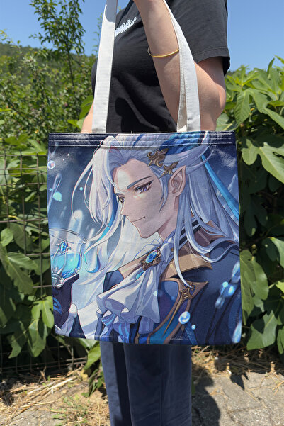 ZipZap Neuvillette Genshin Impact V3 Double-Sided Canvas Print Tote Bag Anime...