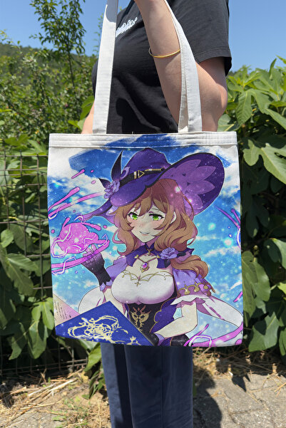 ZipZap Lisa Genshin Impact V1 Double-Sided Canvas Print Tote Bag Anime Bag