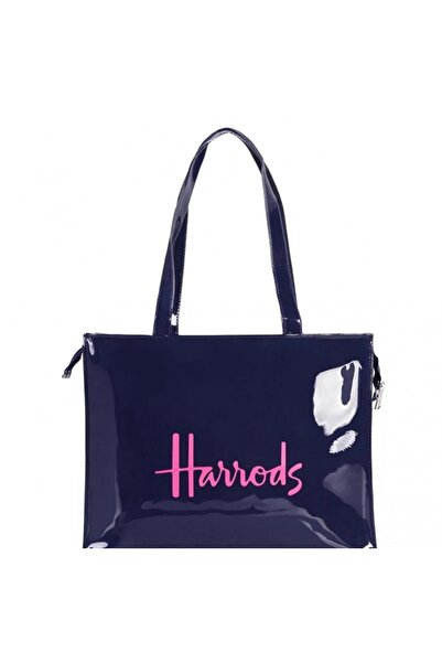 Harrods شنطة كتف/تسوق بشعار هارودز - لون اسود/وردي - مقاس كبير(الابعاد التقري...