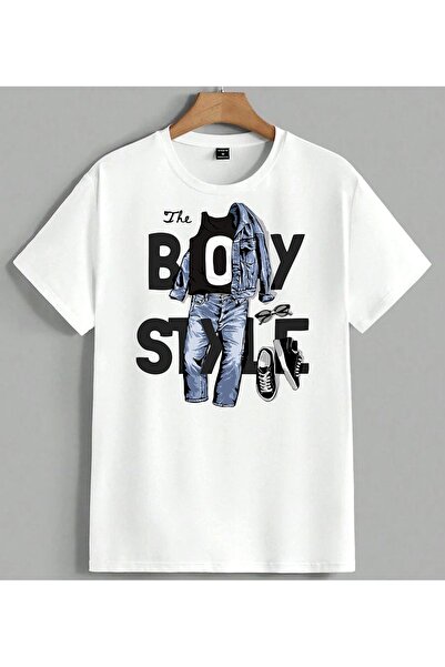 ELFERA The Boy Style Mavi Jean Fashion Printed Unisex Oversize T-Shirt Λευκό