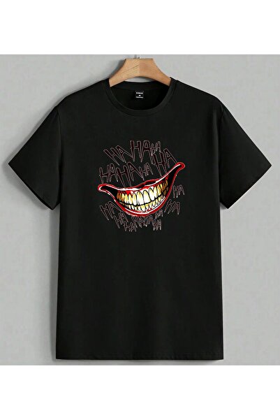 ELFERA Psychopath Gulmus Red Lip Printed Unisex Oversize T-Shirt Black