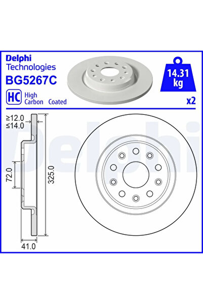 DELPHİ Set Discuri De Frana Bg5267C Jeep Grand Cherokee L 5