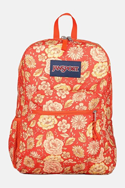 Jansport حقيبة ظهر مطبوعة بالزهور للفتيات، لون برتقالي