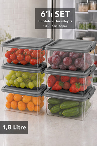 Meleni Home Organizator pentru frigider cu capac de blocare, 6 piese - Organi...