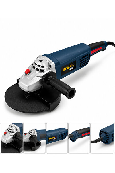 DynamicTech Profesyonel 2400W 230 mm Profesyonel Büyük Avuç Taşlama Makinesi Spiral 6000 RPM Metal Gövde