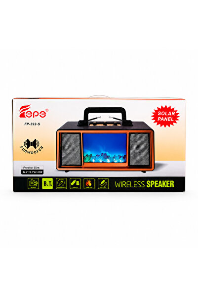 ATASEL Güneş Enerjili Müzik Seti FM Radyo USB MP3 AUX Bluetooth Retro Şömine ...