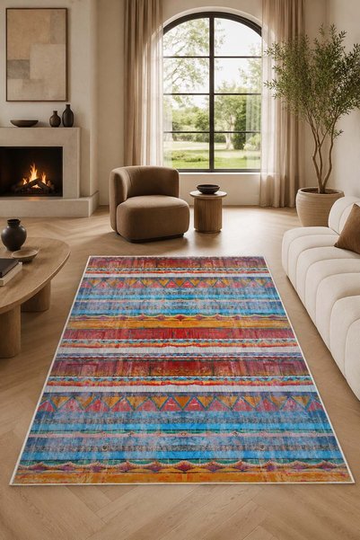 AŞİYAN HOME Lüks Salon Halısı Makinede Yıkanabilir Kaymaz Taban Halı