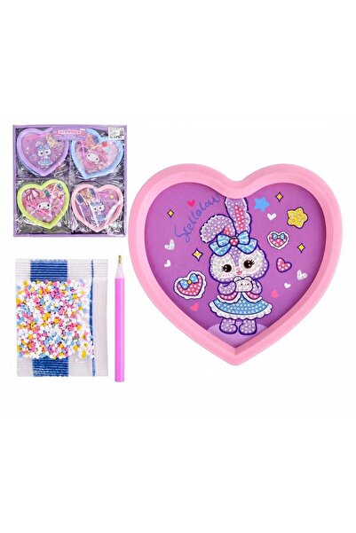 Generic Heart-Shaped Diamond Painting Kit with Cute Bunny Character Design