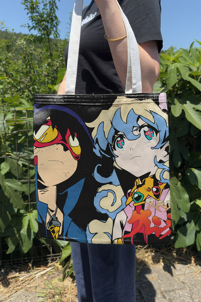 ZipZap Gurren Lagann V4 Summer Winter Double Sided Canvas Print Tote Bag Anim...
