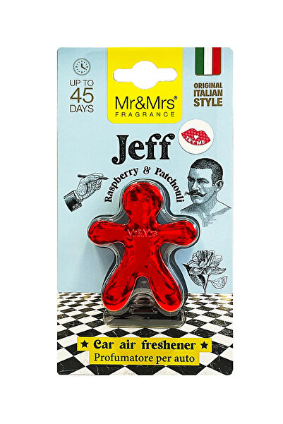 Mr&Mrs Fragrance Mr&Mrs; Parfum auto Jeff Chrome Zmeură și Paciuli, roșu