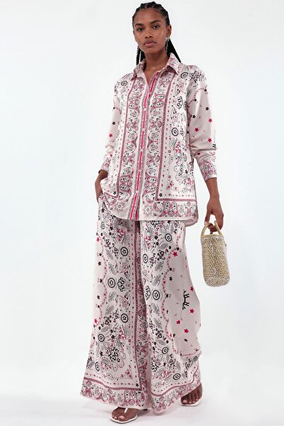 Hiccup Msn Patterned Shirt and Wide-Legged Pants Set